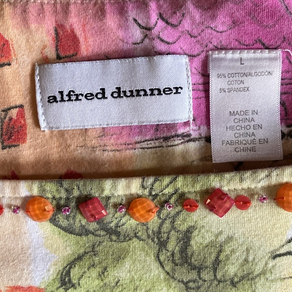 Alfred Dunner Square Neck Short Sleeve Top, Size Large, Yellow Pink Green - Picture 6 of 11